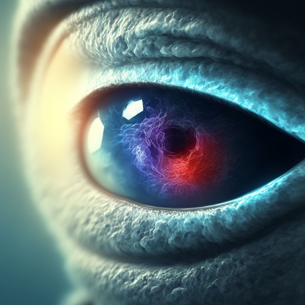 Glaucoma secondary to eye trauma, right eye, severe stage digital illustration