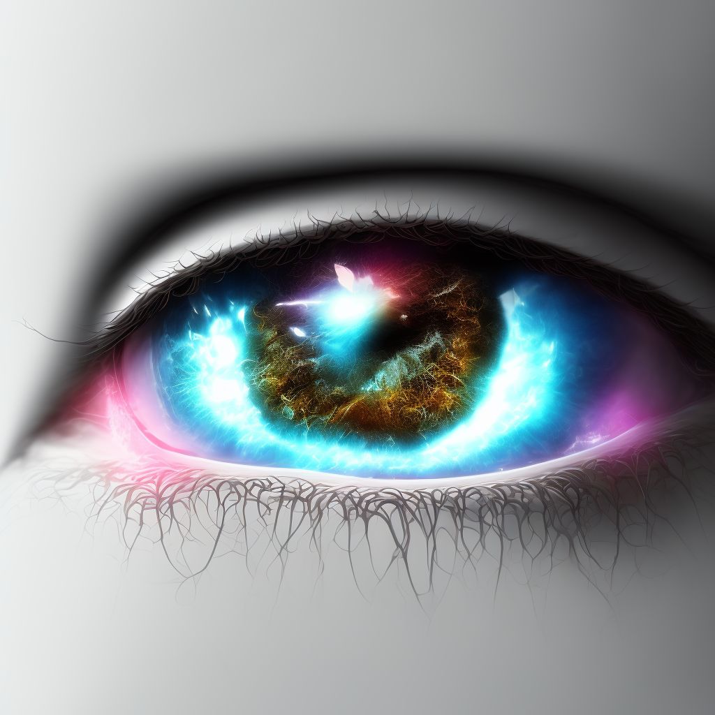 Hypersecretion glaucoma, left eye digital illustration