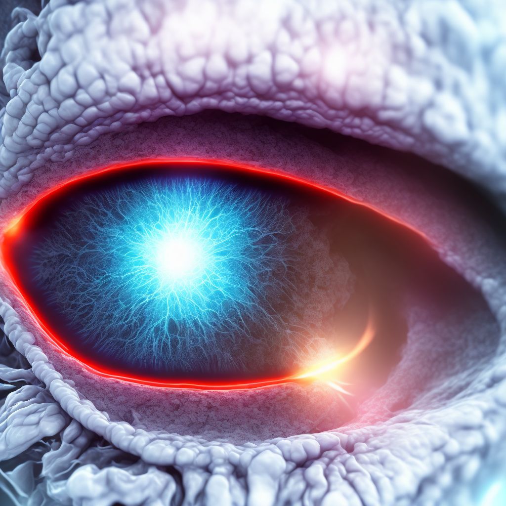 Vitreous abscess (chronic), left eye digital illustration