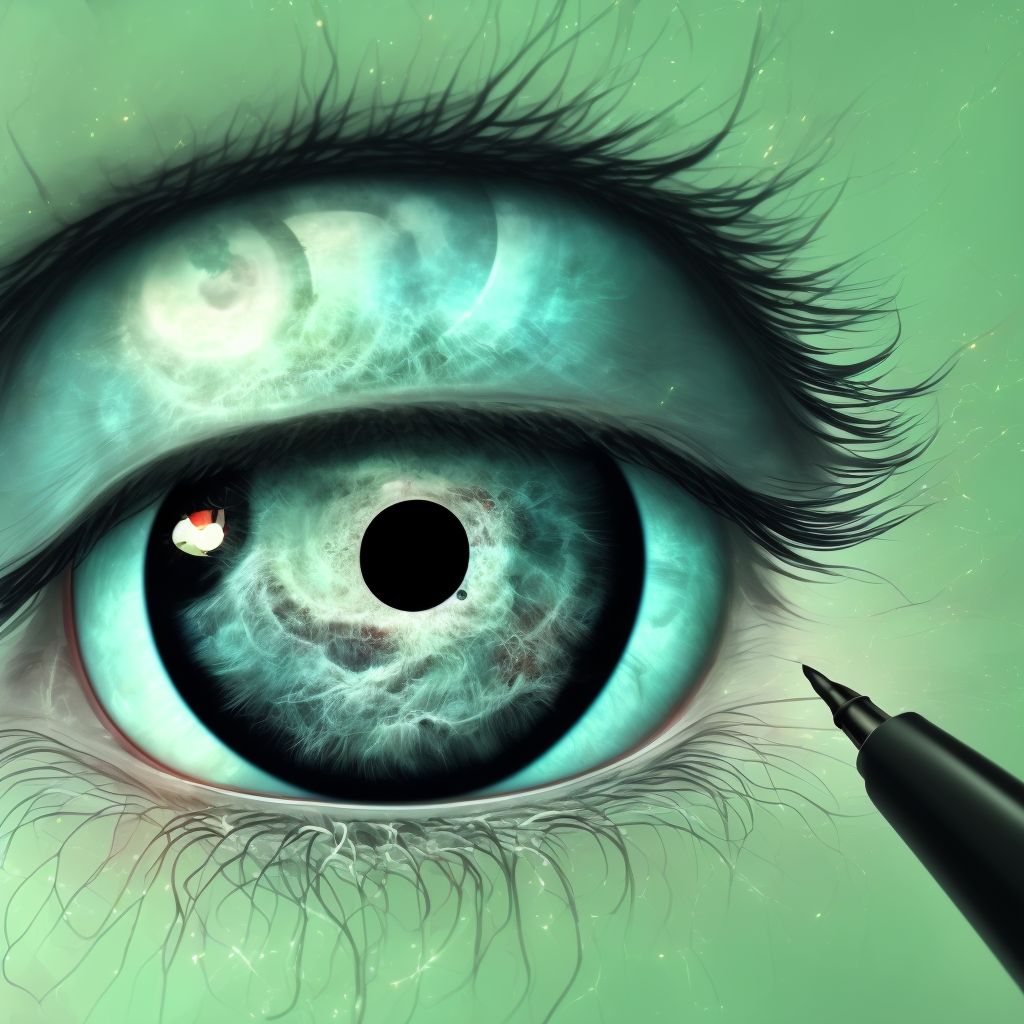 Degenerative myopia with macular hole, left eye digital illustration