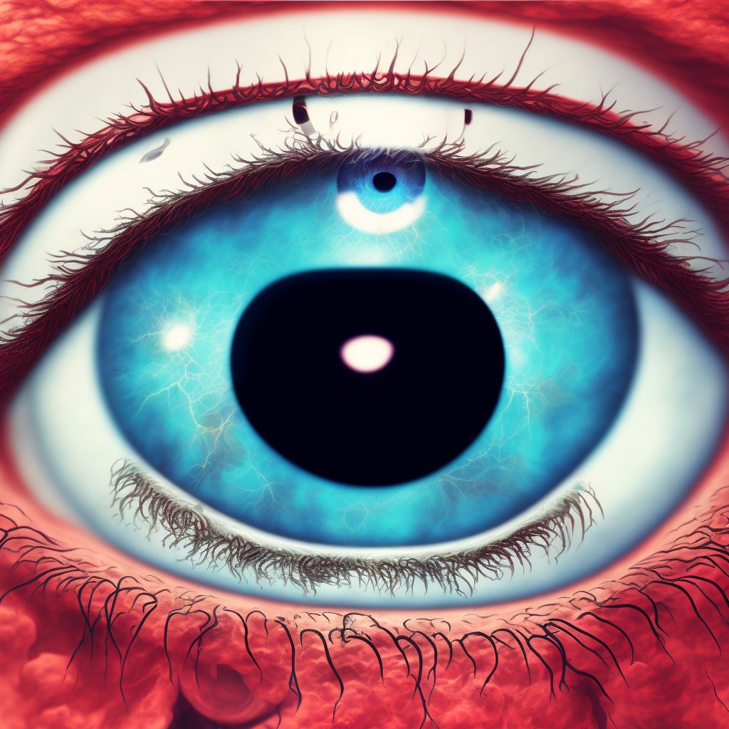 Degenerative myopia with macular hole, bilateral eye digital illustration