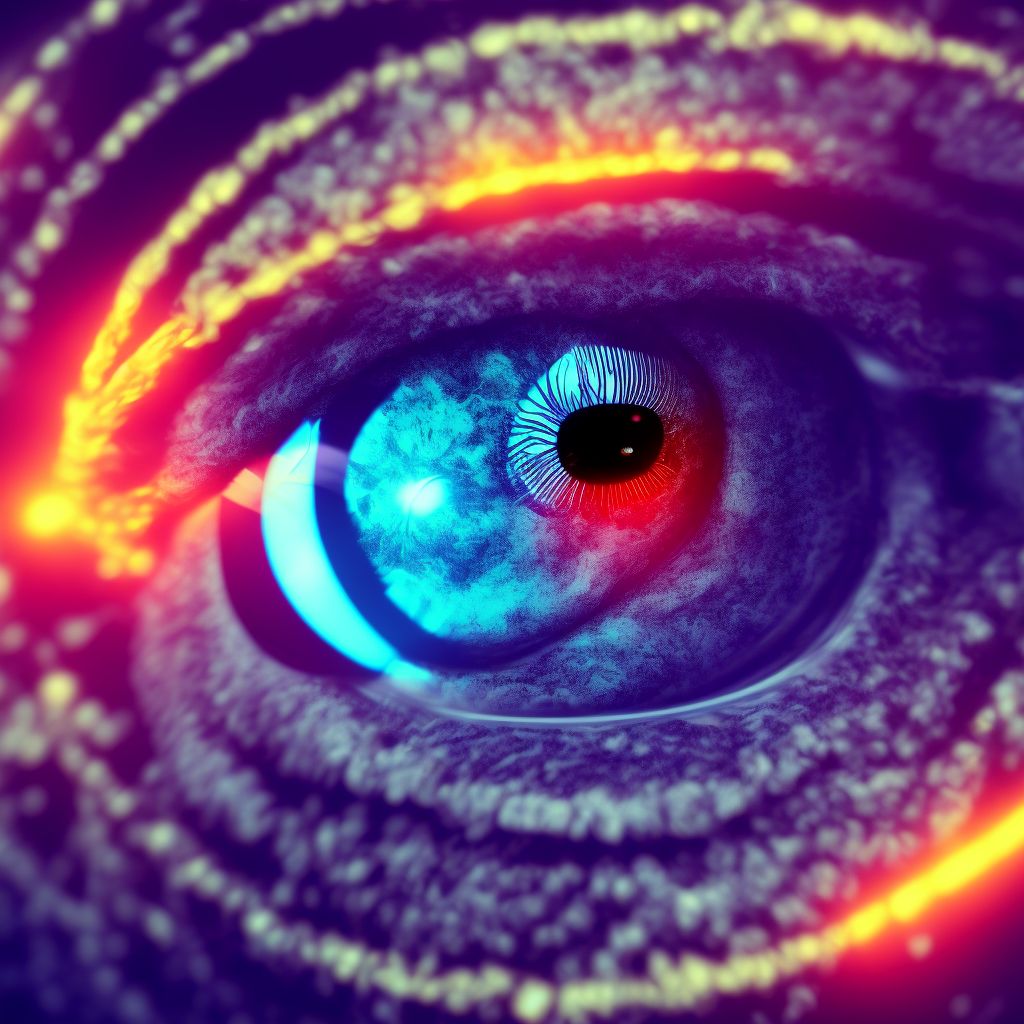 Degenerative myopia with other maculopathy, left eye digital illustration