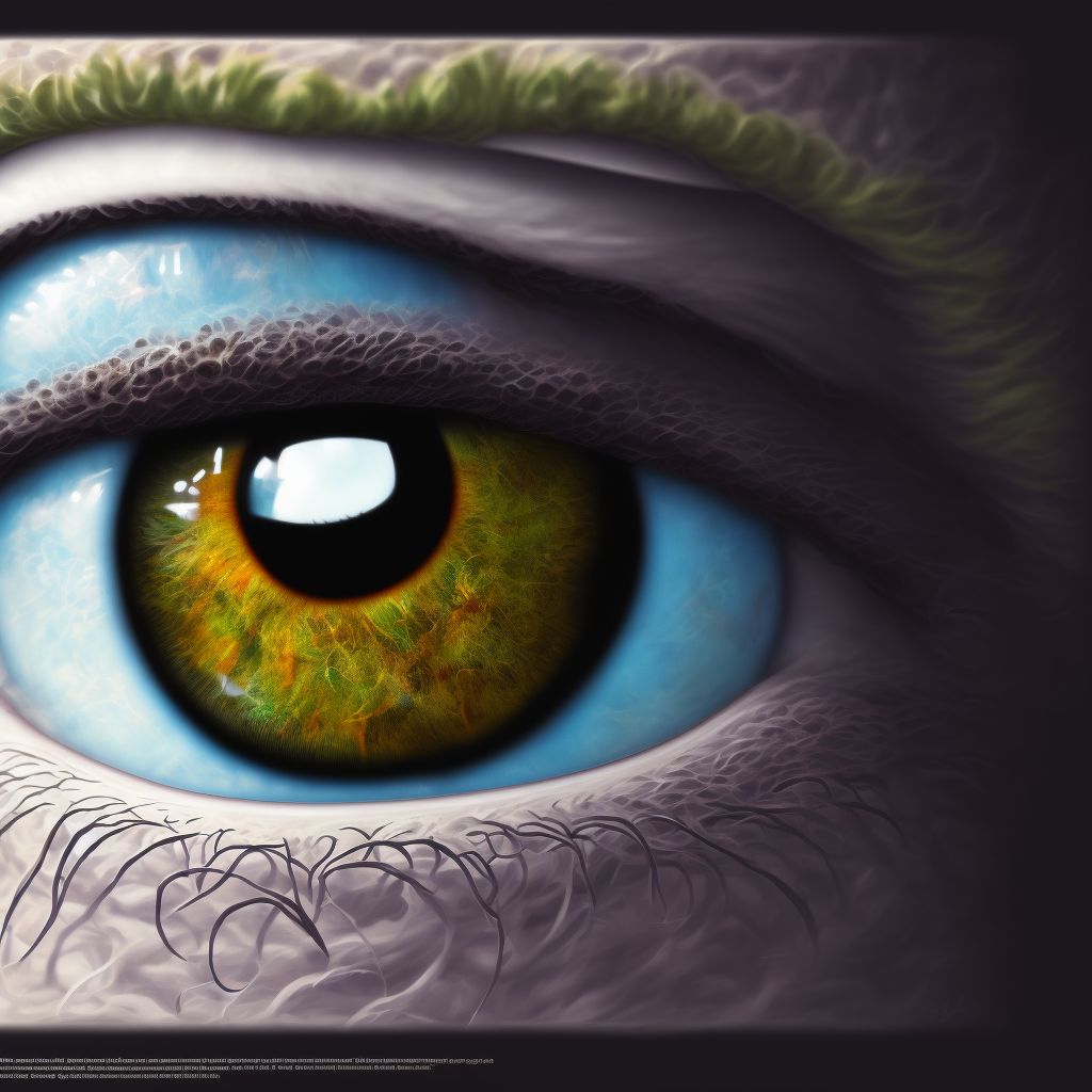 Siderosis of eye, right eye digital illustration