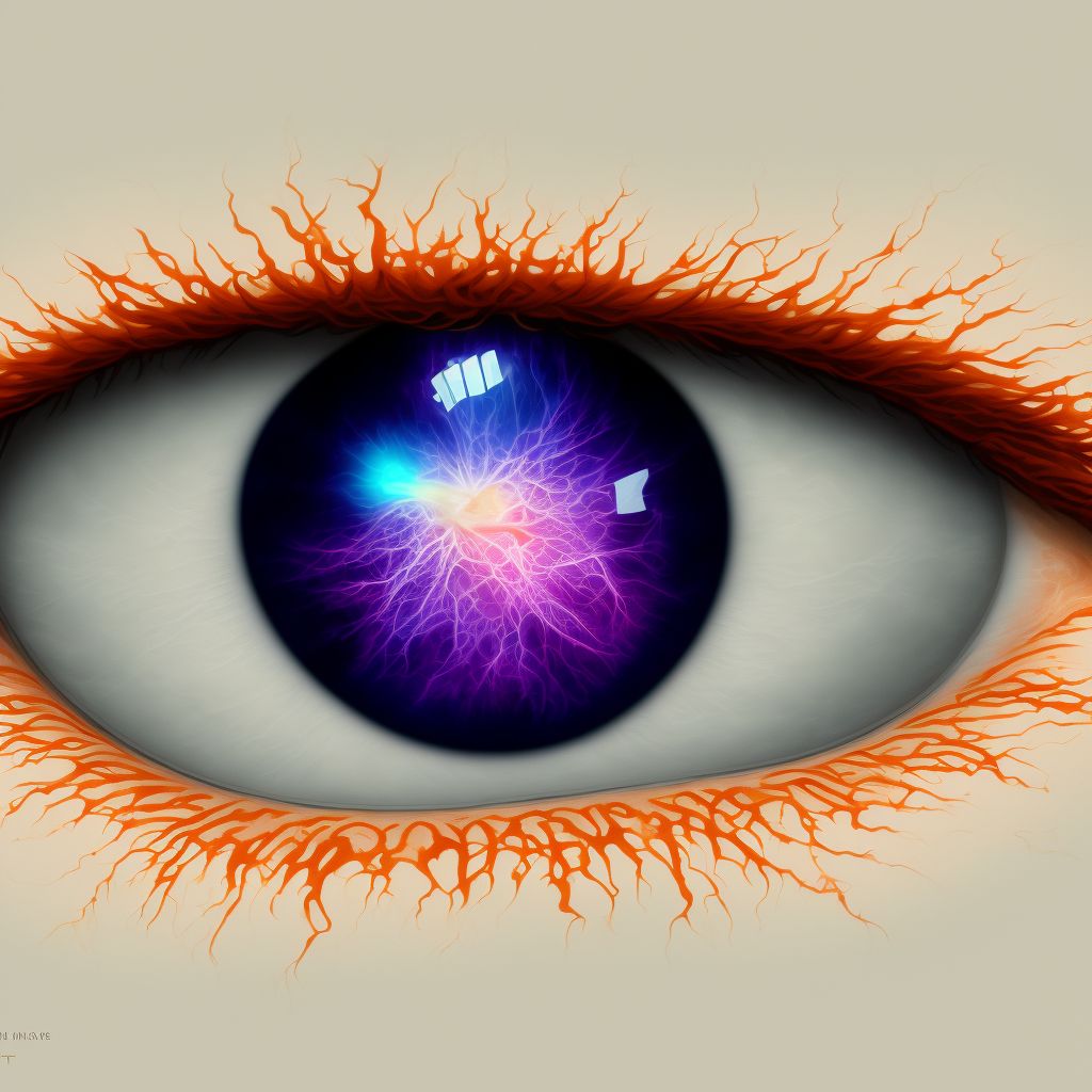 Flat anterior chamber hypotony of left eye digital illustration