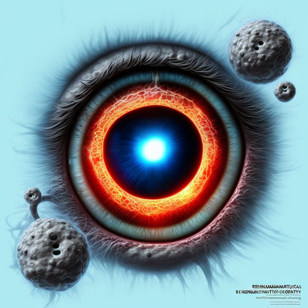 Retained (nonmagnetic) (old) foreign body in anterior chamber, unspecified eye digital illustration