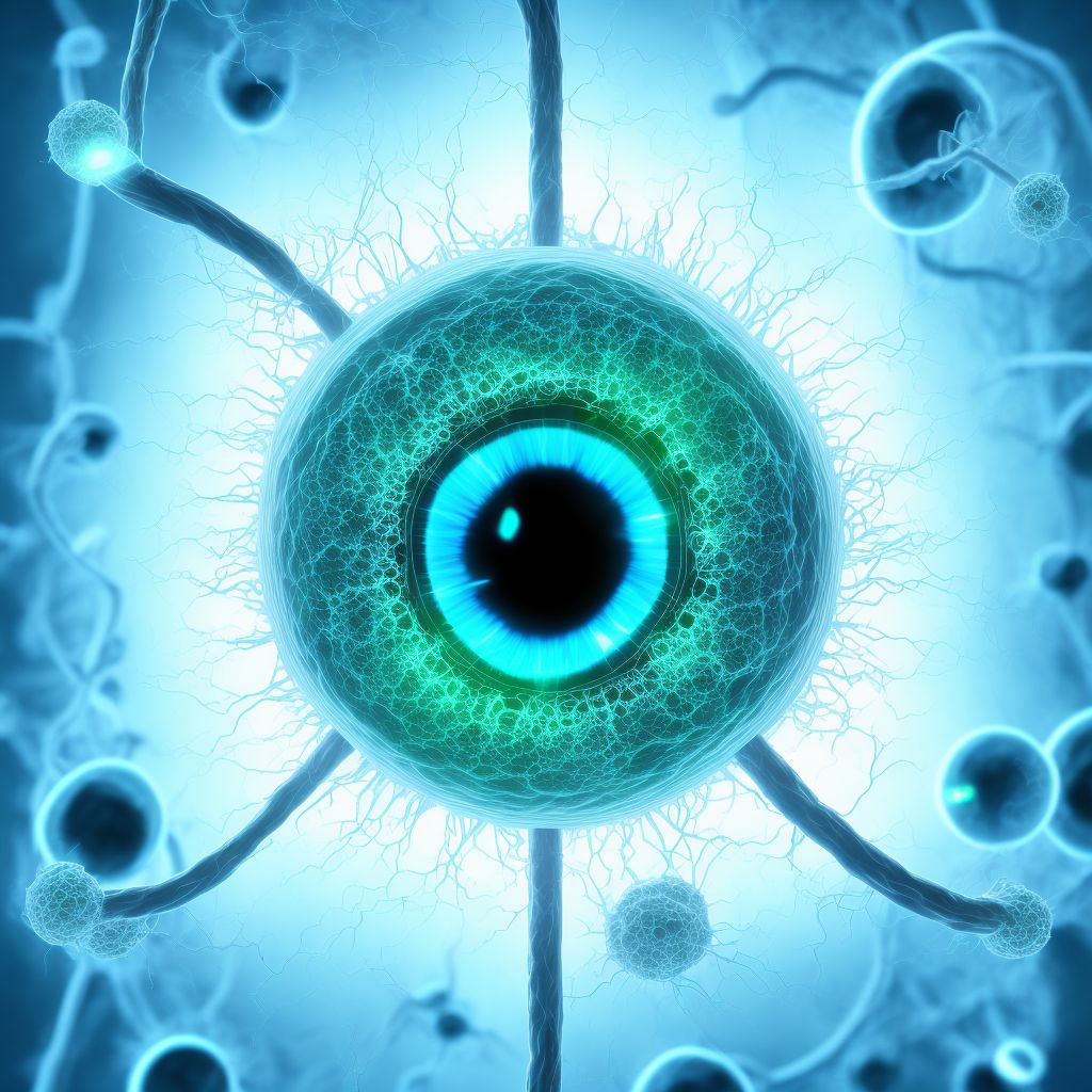 Retained (nonmagnetic) (old) foreign body in vitreous body, unspecified eye digital illustration