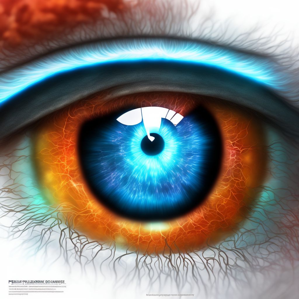 Pseudopapilledema of optic disc, left eye digital illustration