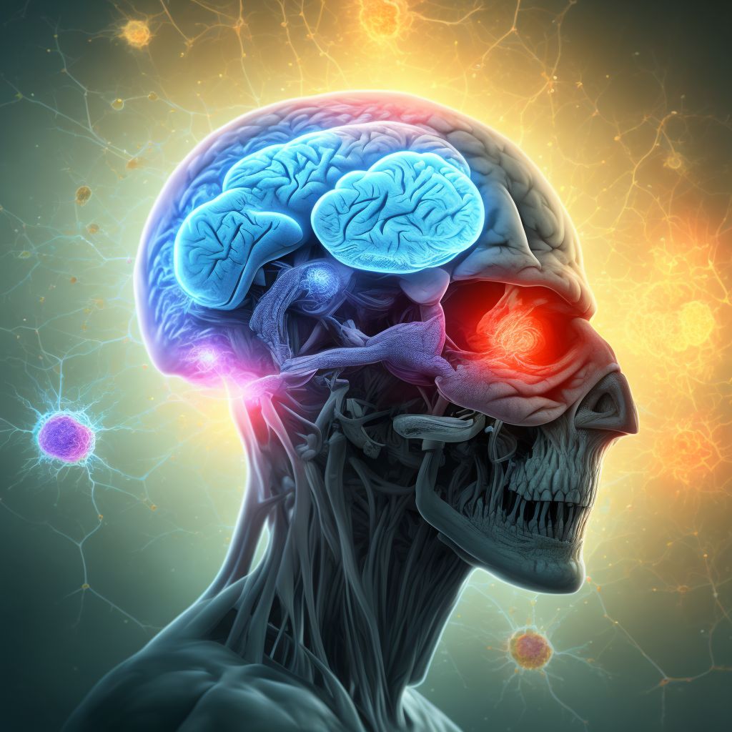 Disorders of visual cortex in (due to) neoplasm, right side of brain digital illustration