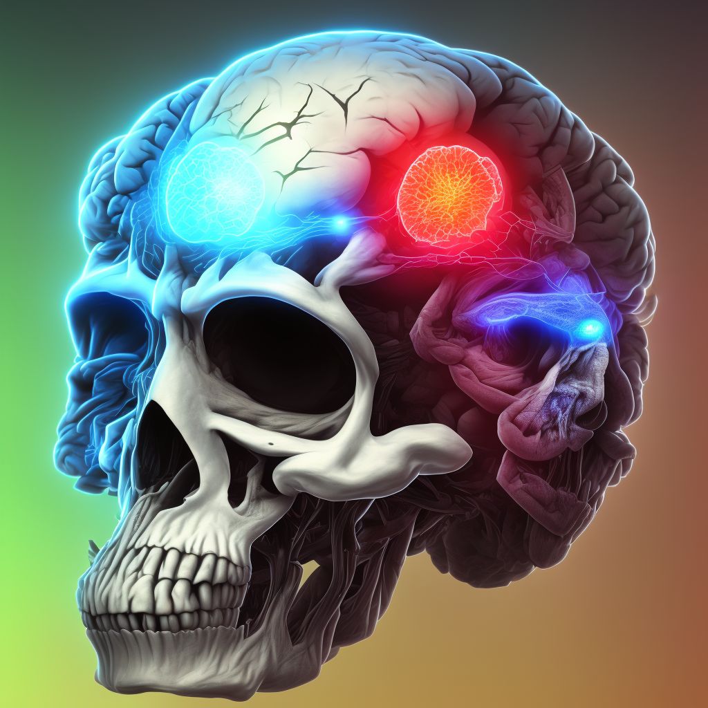 Disorders of visual cortex in (due to) neoplasm, left side of brain digital illustration