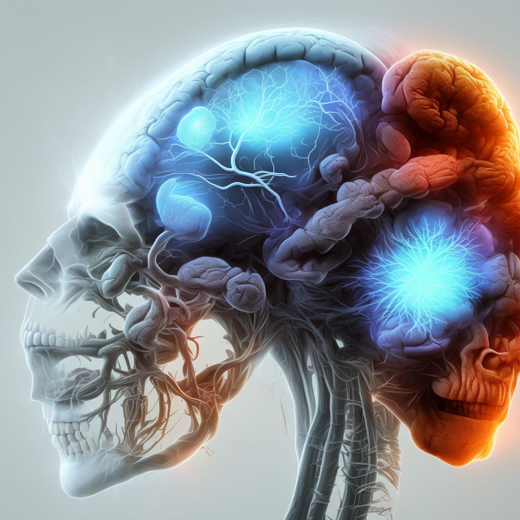 Disorders of visual cortex in (due to) vascular disorders, right side of brain digital illustration