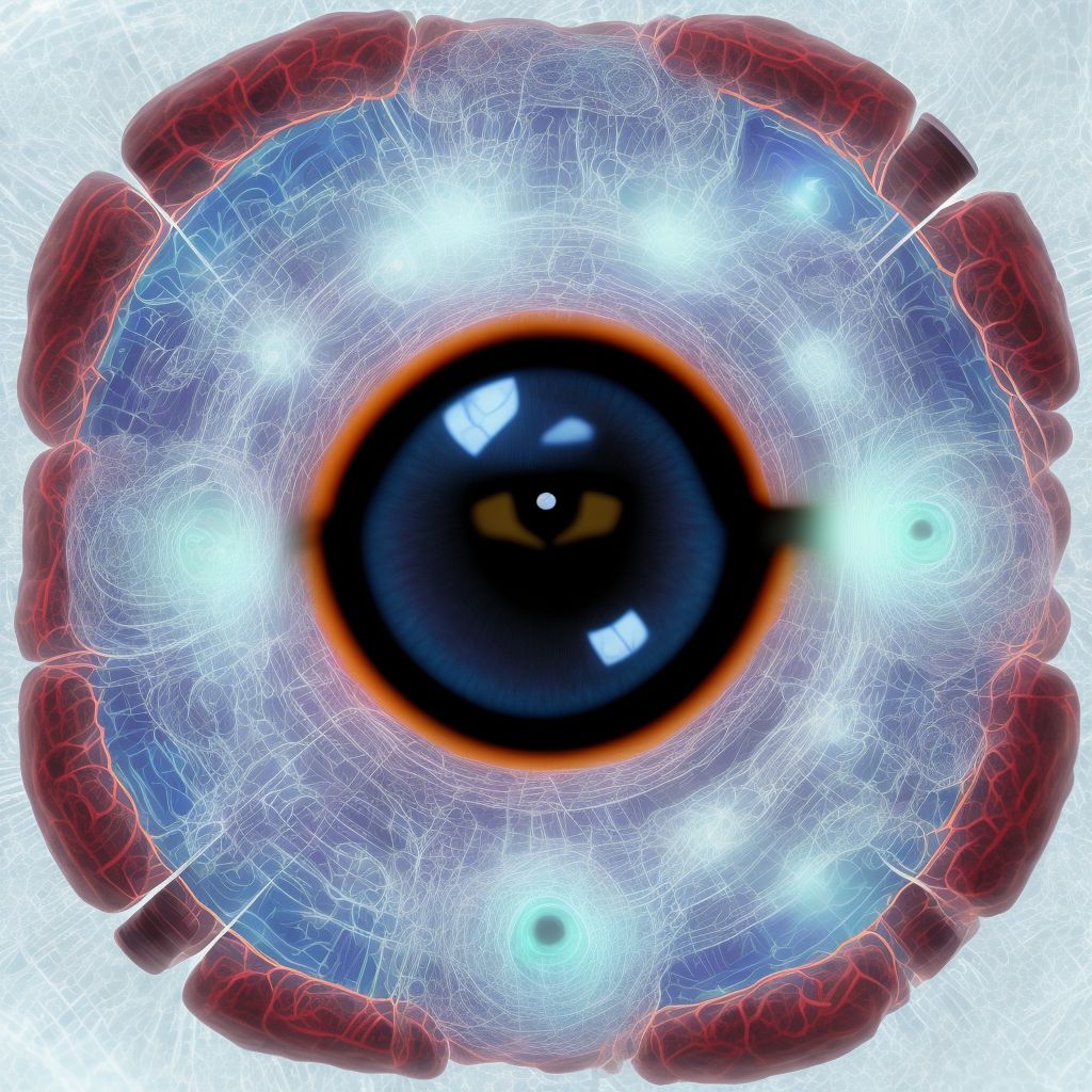 Monocular esotropia with V pattern, right eye digital illustration