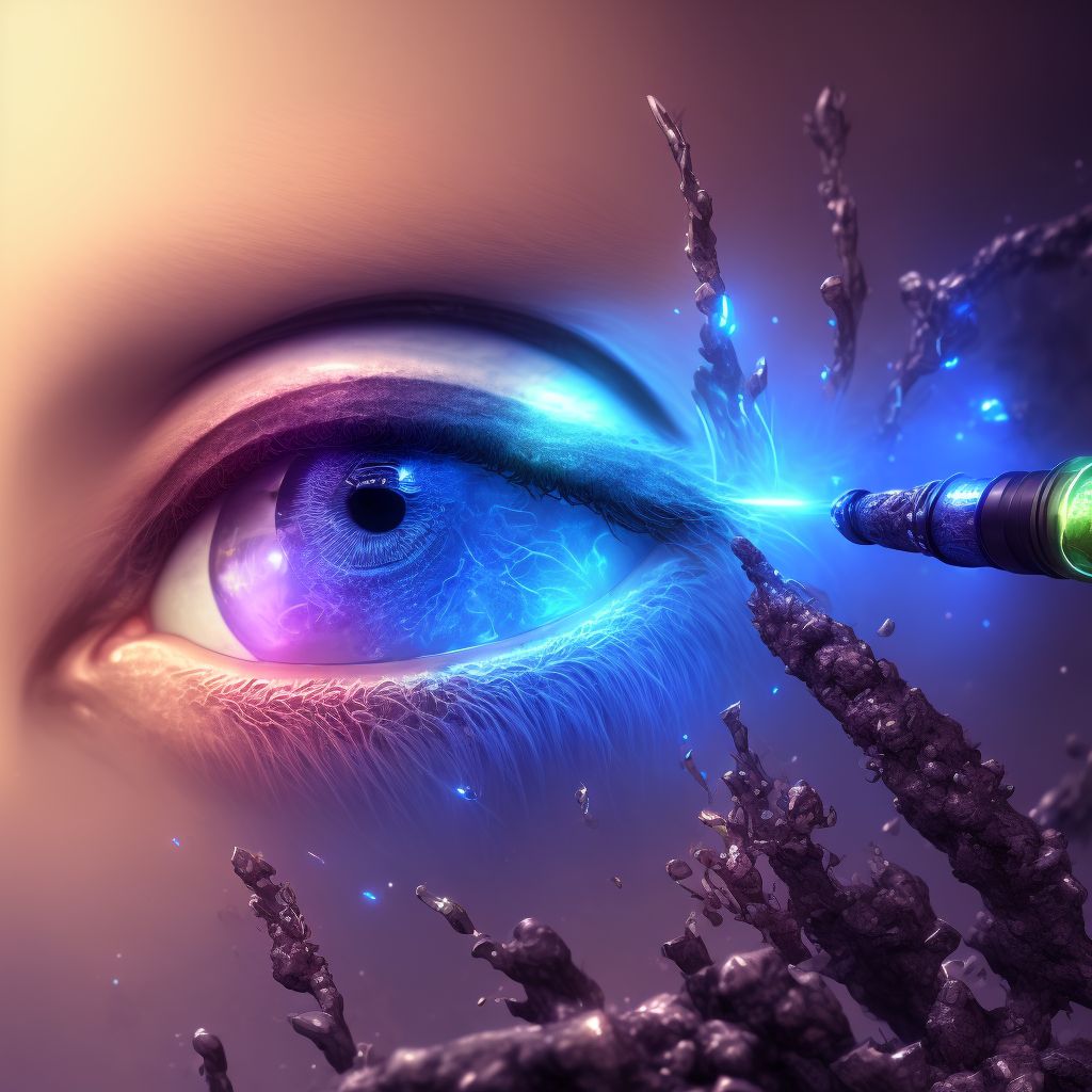 Blindness, right eye, normal vision left eye digital illustration