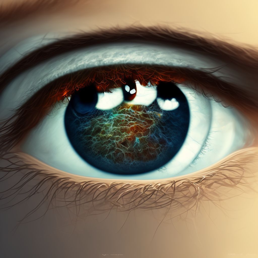 Blindness right eye category 3, normal vision left eye digital illustration