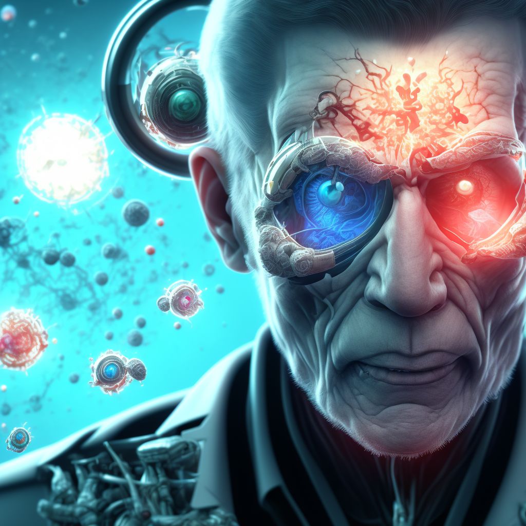 Low vision, left eye, normal vision right eye digital illustration