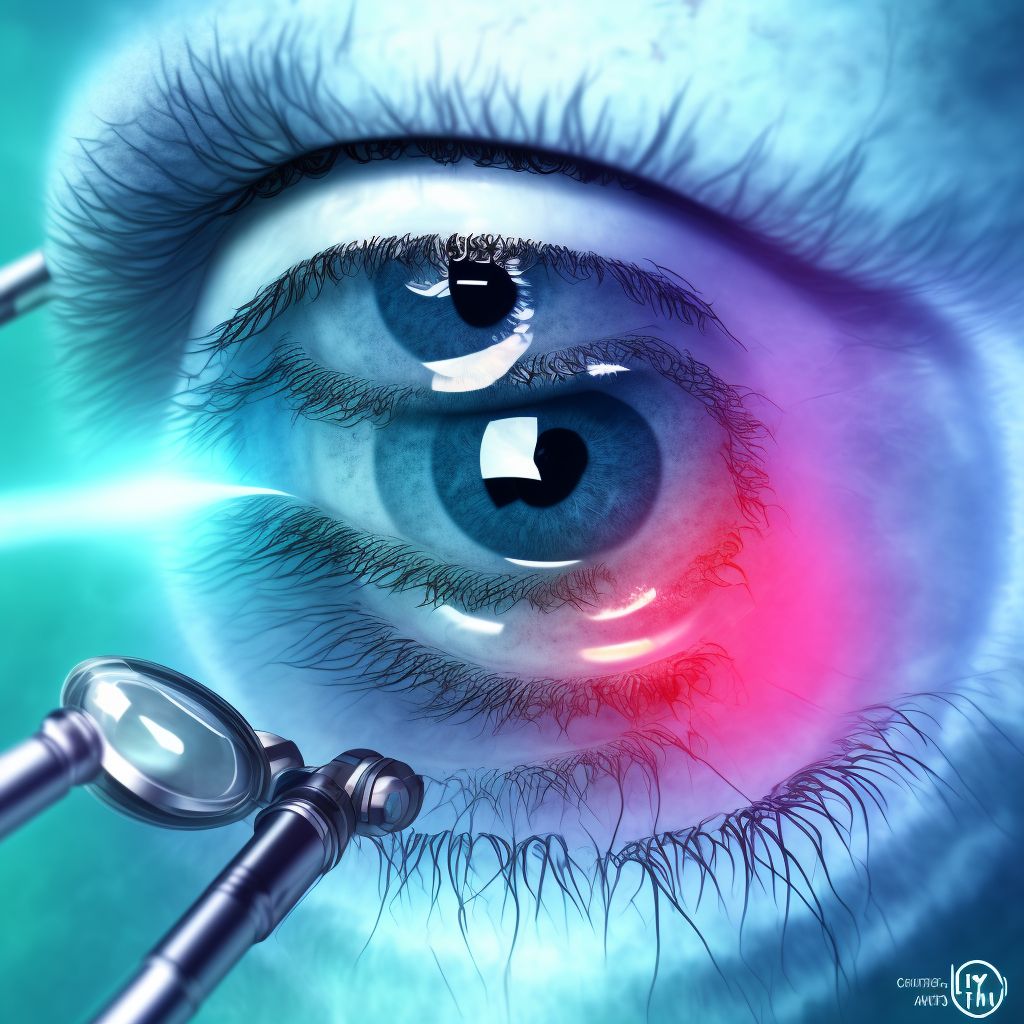 Cystoid macular edema following cataract surgery, right eye digital illustration