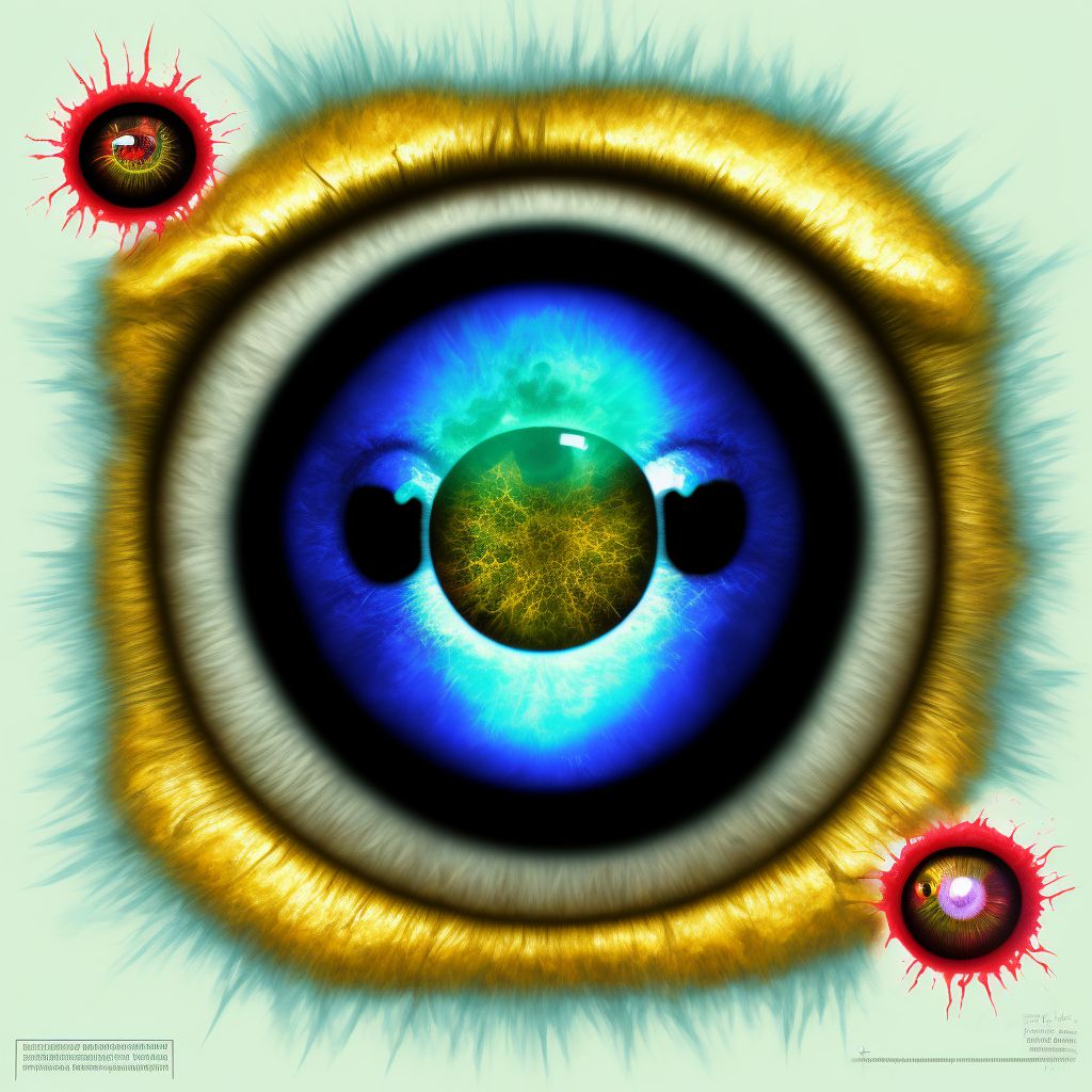 Postprocedural hematoma of unspecified eye and adnexa following other procedure digital illustration