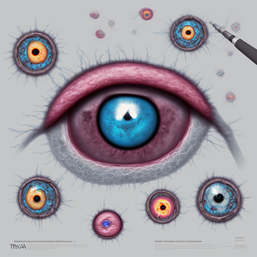 Postprocedural seroma of eye and adnexa following an ophthalmic procedure, bilateral digital illustration