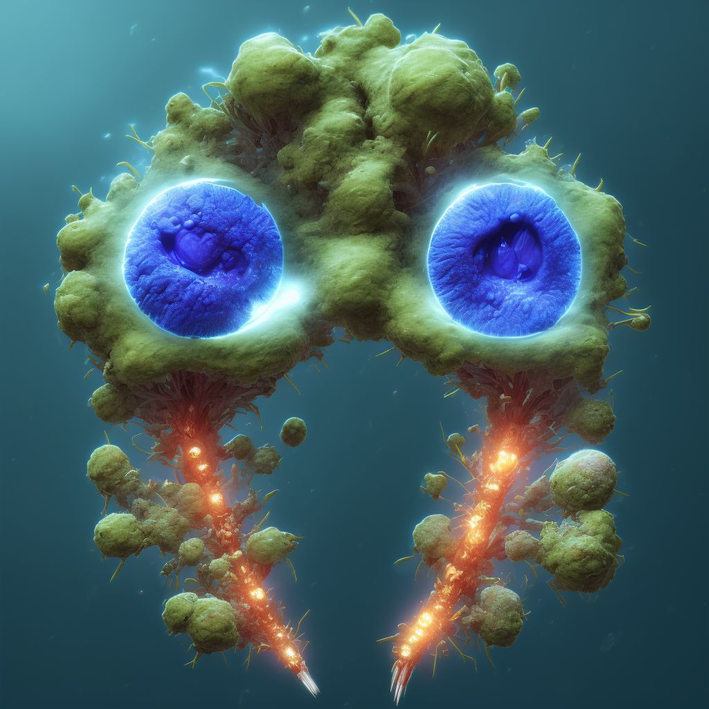 Postprocedural seroma of right eye and adnexa following other procedure digital illustration