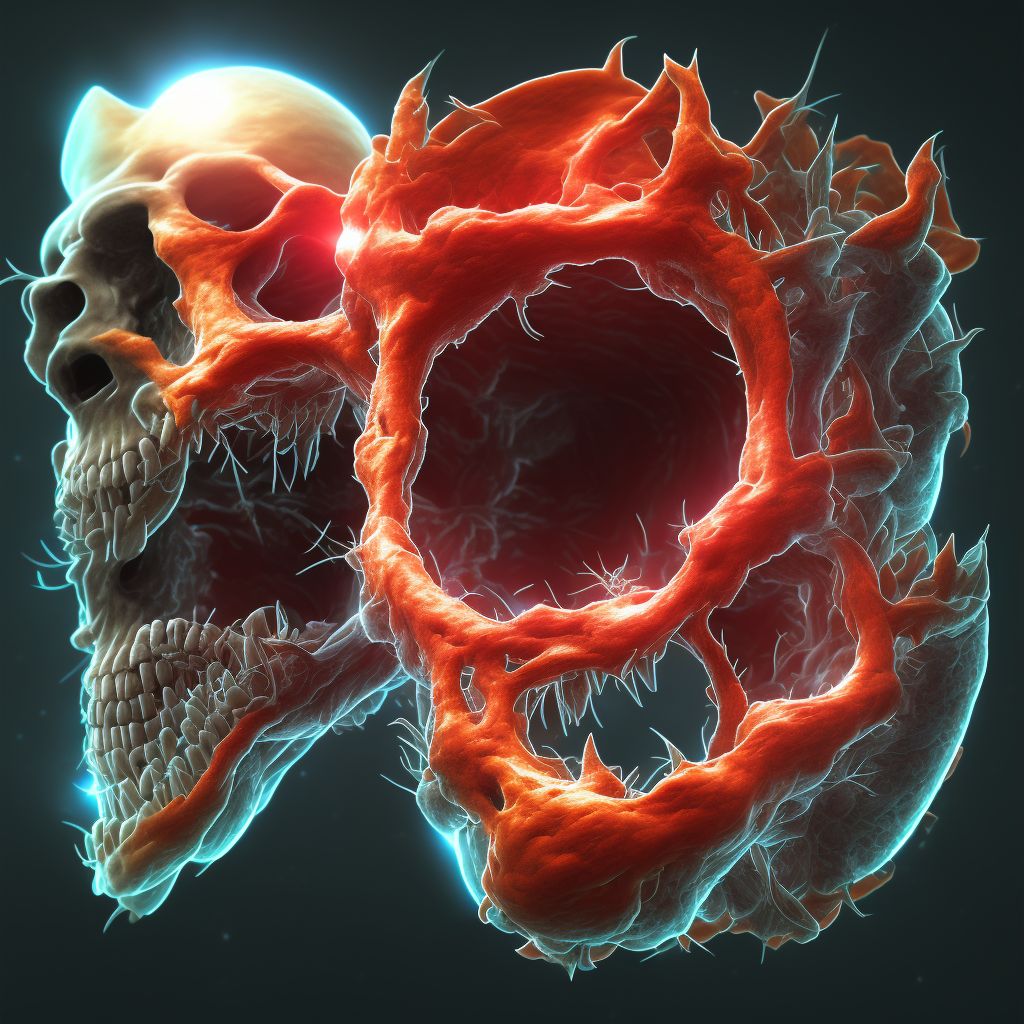 Acquired stenosis of right external ear canal secondary to trauma digital illustration