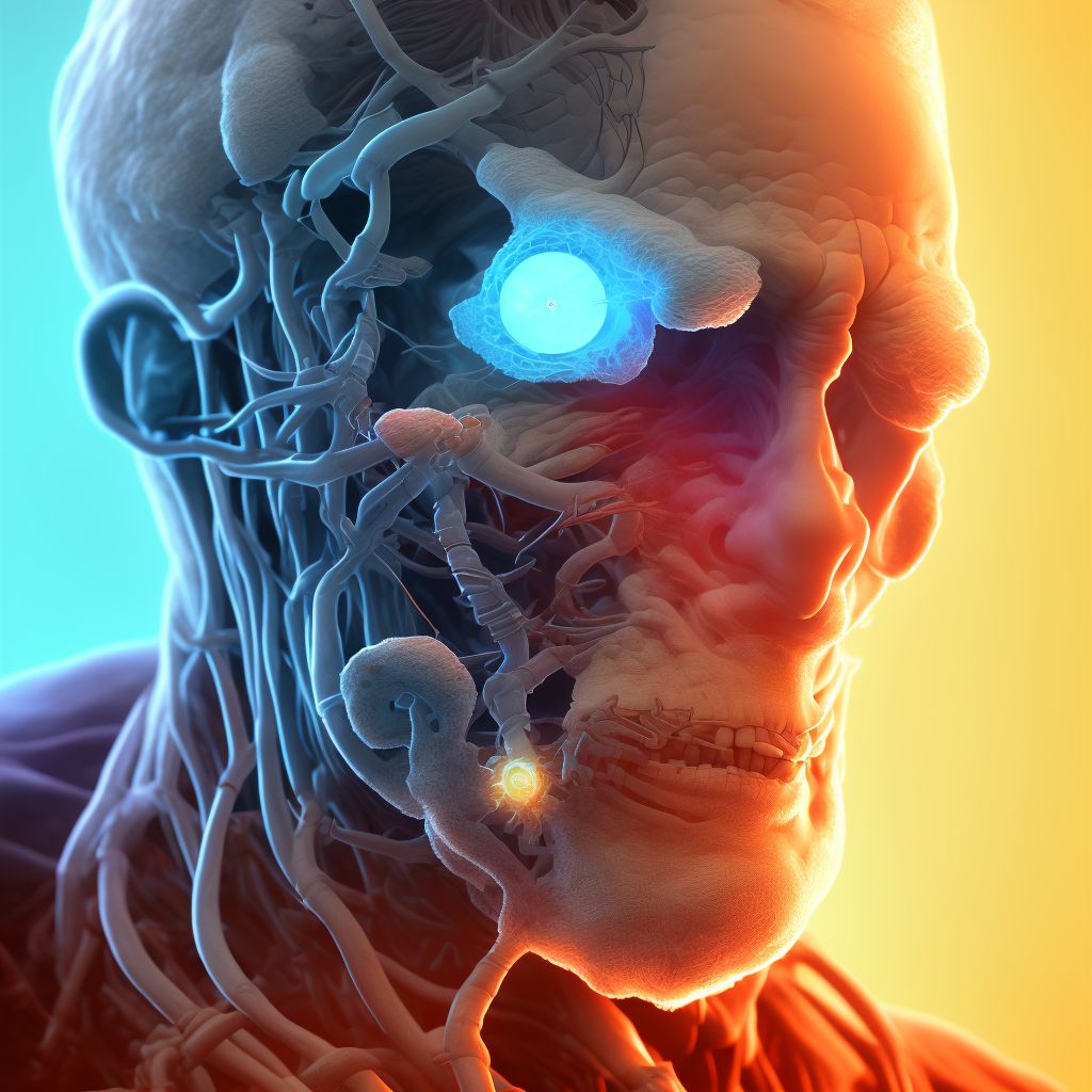 Acquired stenosis of left external ear canal secondary to inflammation and infection digital illustration