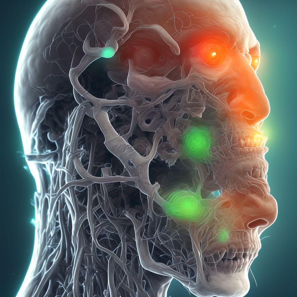 Intrinsic cartilagenous obstruction of Eustachian tube, right ear digital illustration