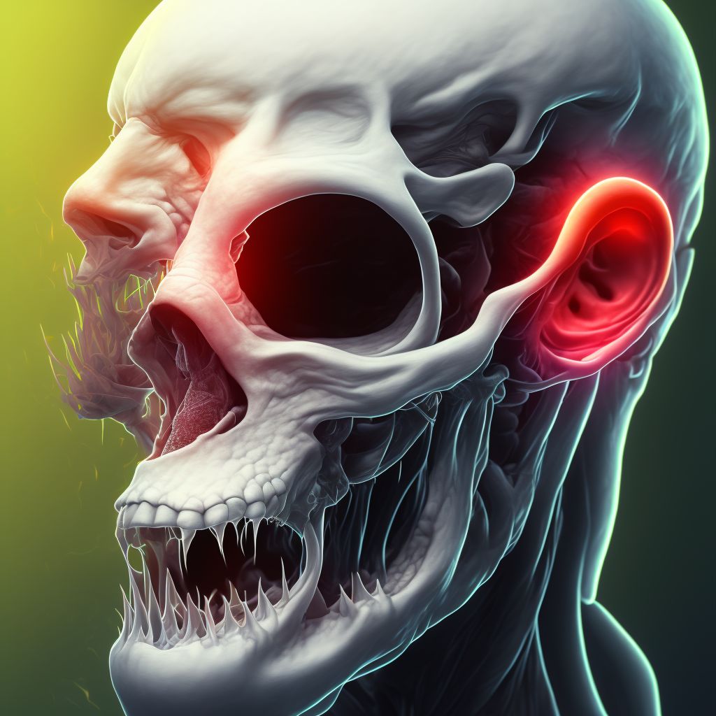 Subperiosteal abscess of mastoid, left ear digital illustration