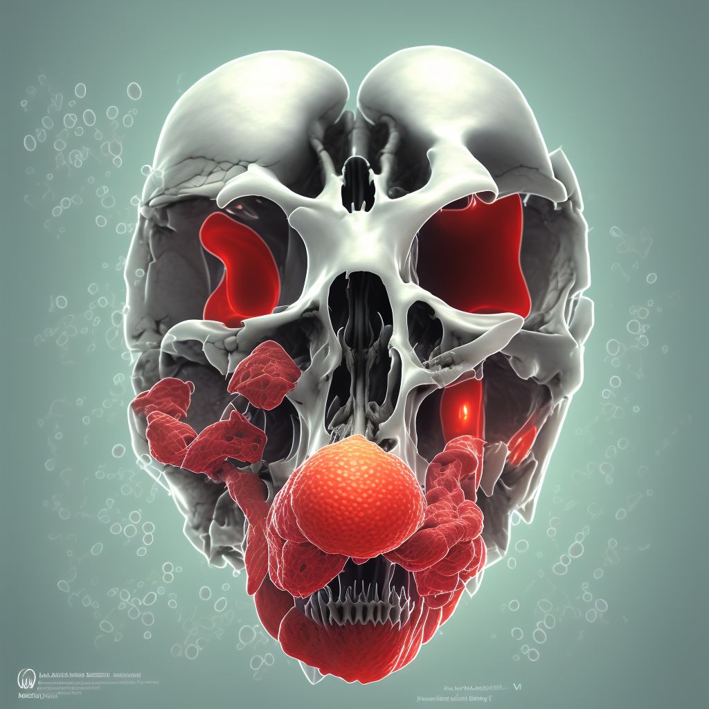 Cholesteatoma of mastoid, right ear digital illustration