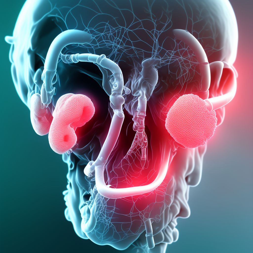 Sensorineural hearing loss, unilateral, right ear, with restricted hearing on the contralateral side digital illustration