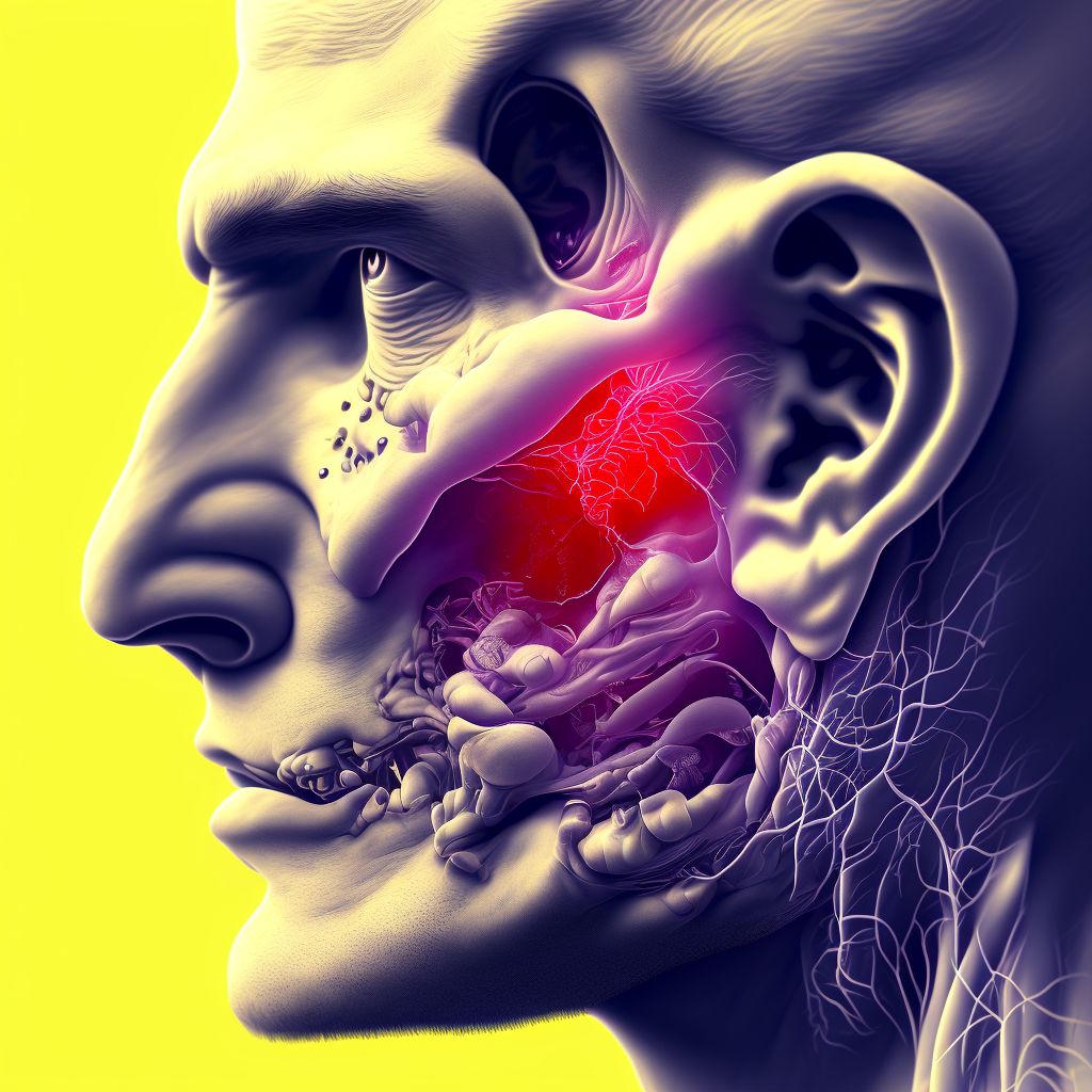 Accidental puncture and laceration of the ear and mastoid process during a procedure on the ear and mastoid process digital illustration