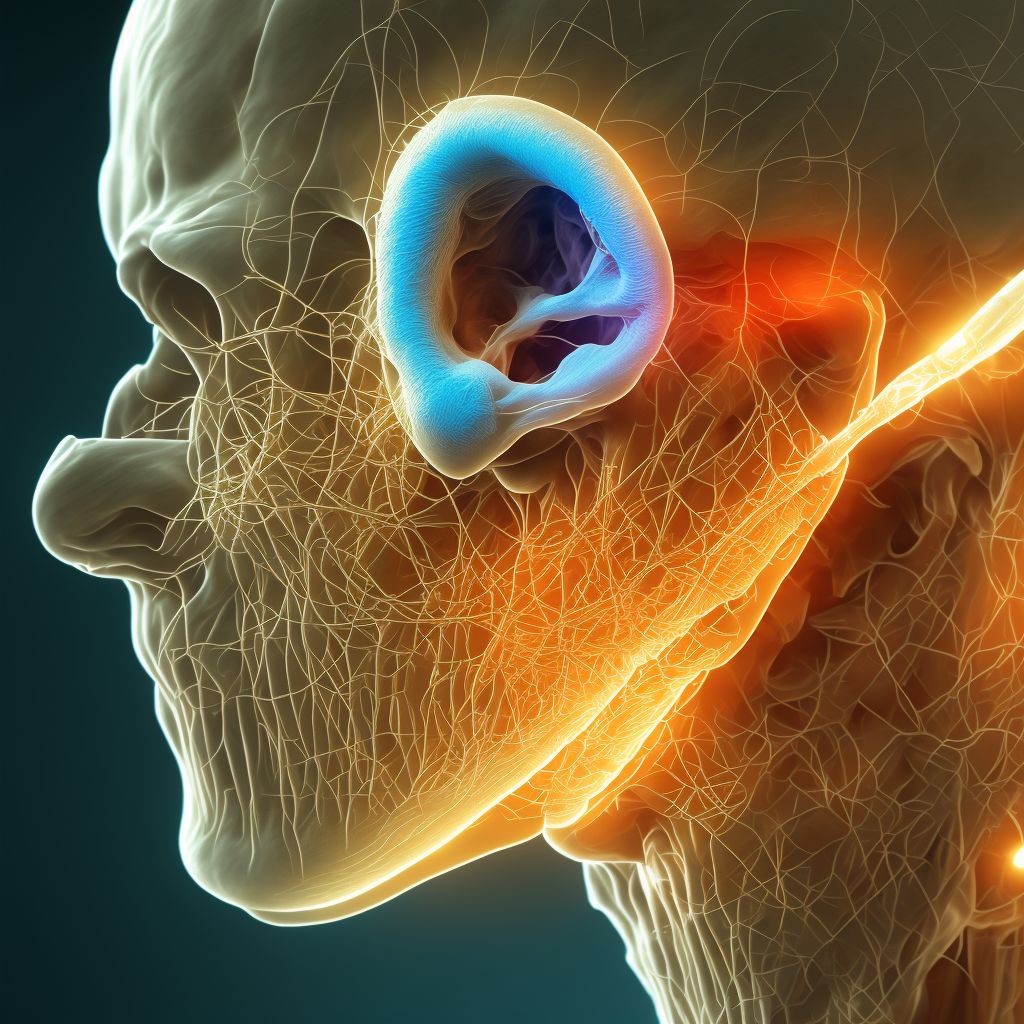 Postprocedural stenosis of right external ear canal digital illustration