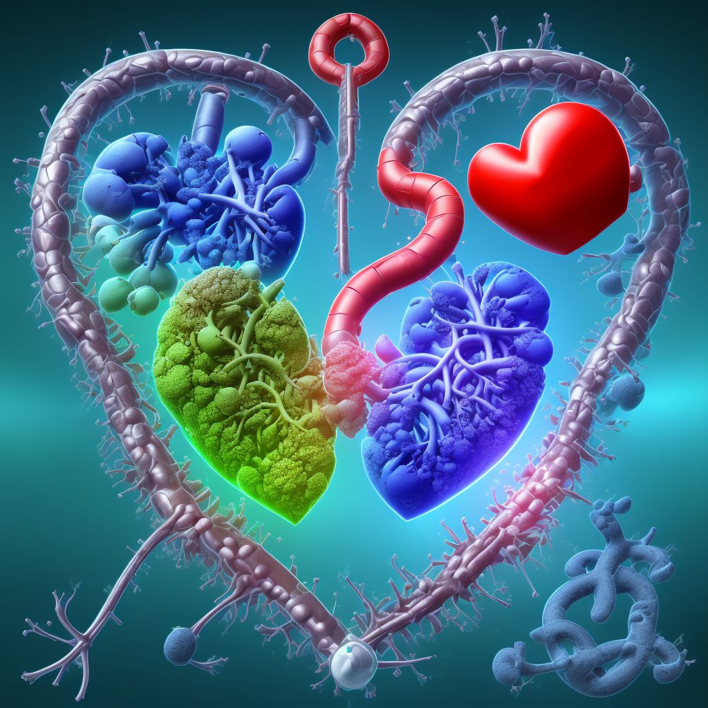 Hypertensive heart and chronic kidney disease with heart failure and with stage 5 chronic kidney disease, or end stage renal disease digital illustration