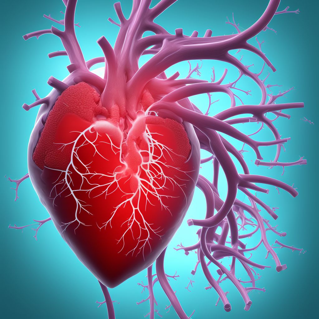 Atherosclerosis of native coronary artery of transplanted heart with angina pectoris with documented spasm                                                                                                                                                       digital illustration