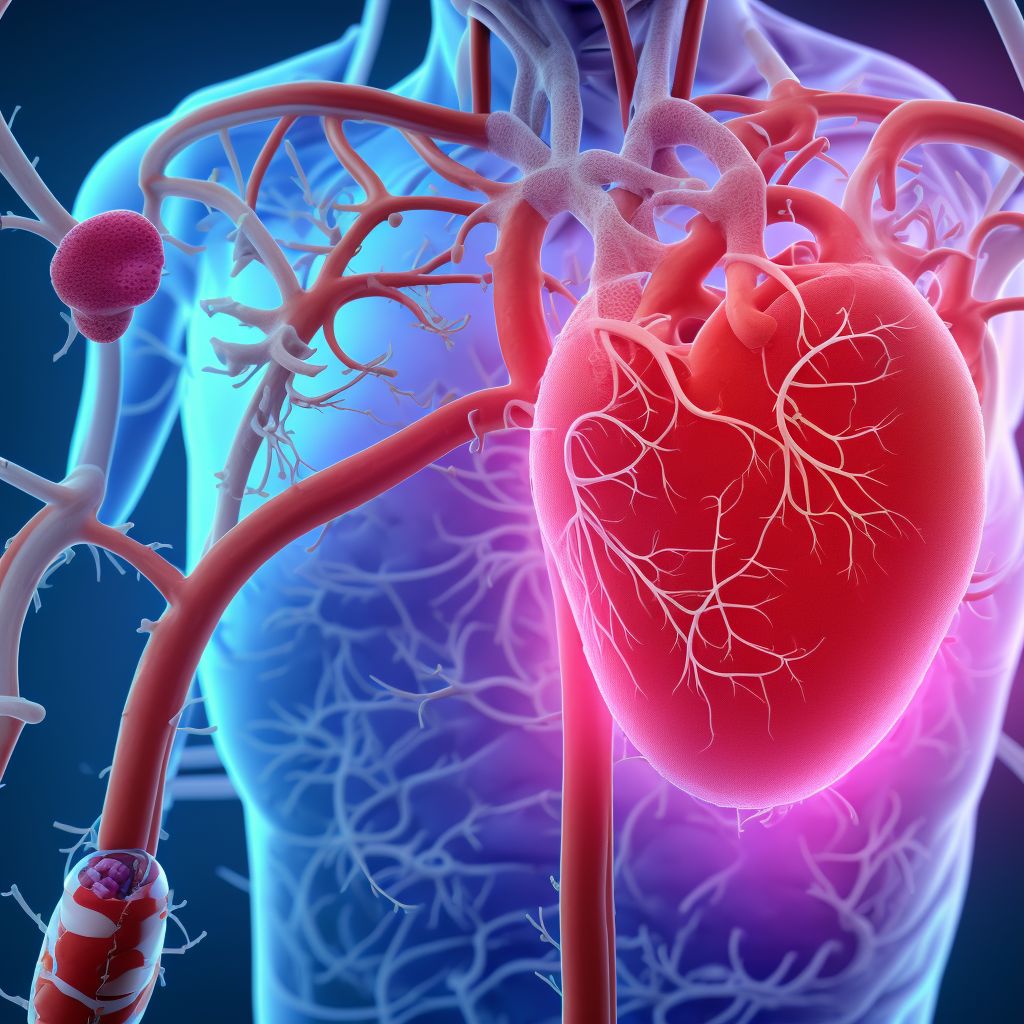 Atherosclerosis of native coronary artery of transplanted heart with unspecified angina pectoris                                                                                                                                                                 digital illustration