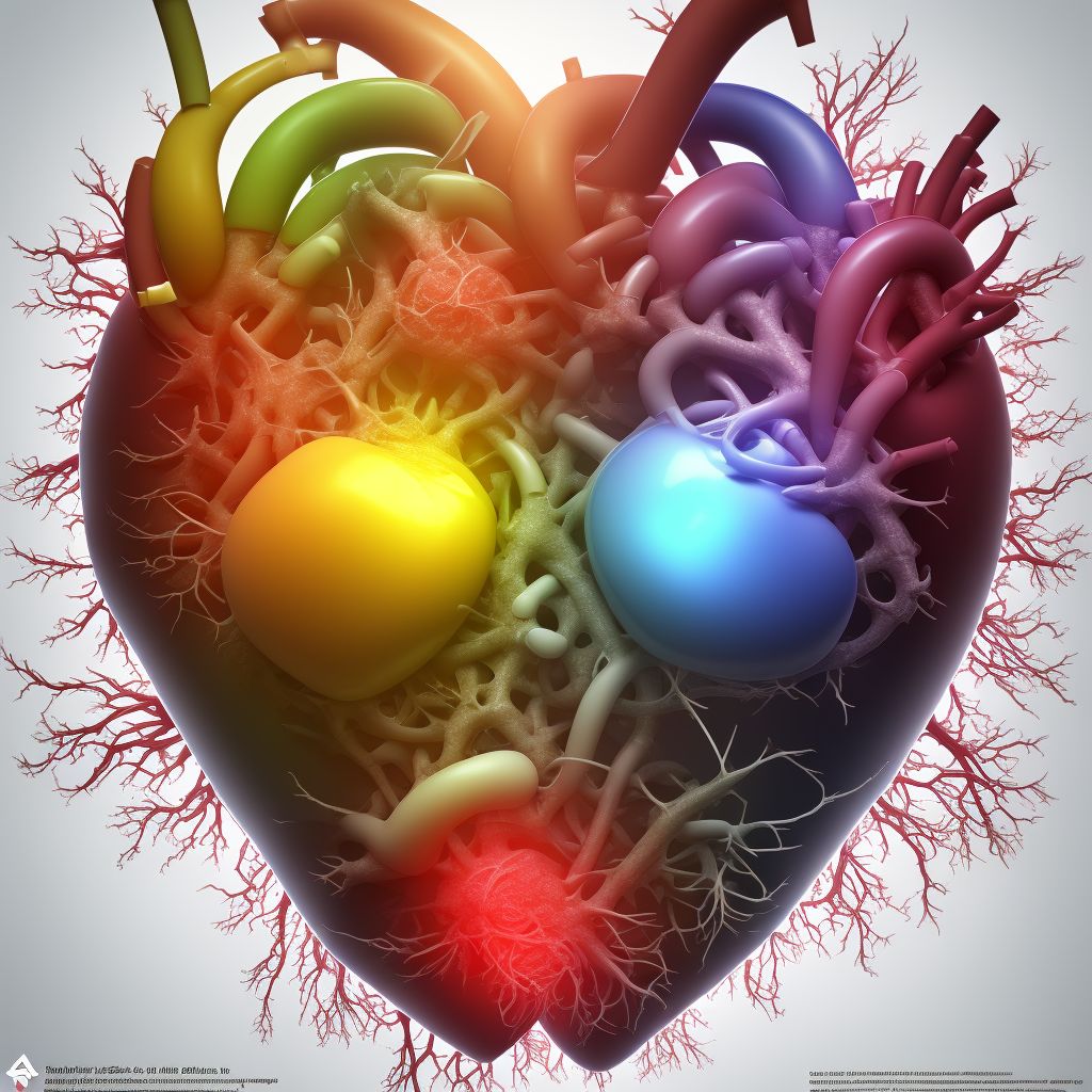 Atherosclerosis of bypass graft of coronary artery of transplanted heart without angina pectoris                                                                                                                                                                 digital illustration