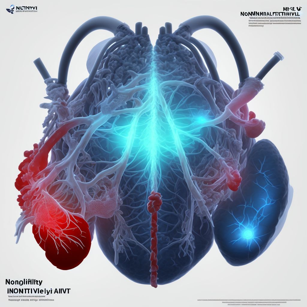 Nonrheumatic mitral (valve) insufficiency digital illustration