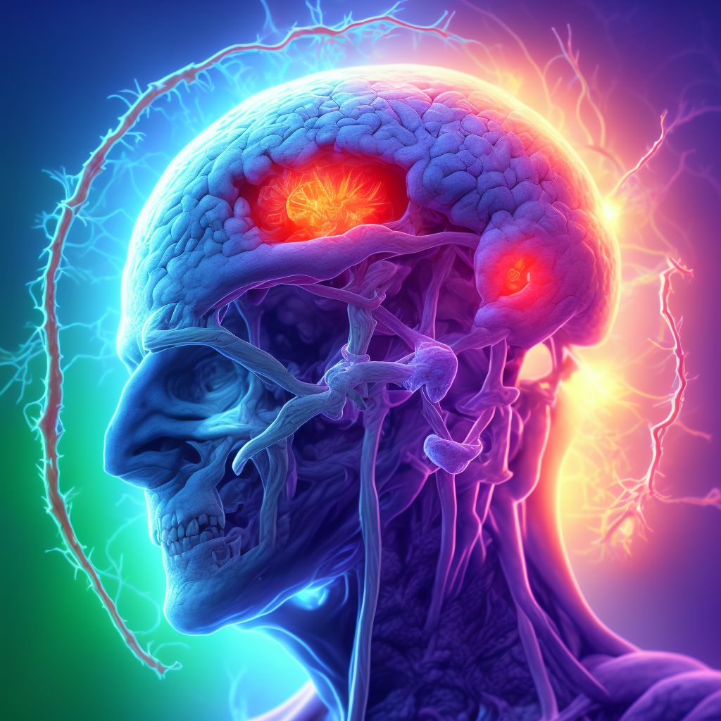 Nontraumatic subarachnoid hemorrhage from right middle cerebral artery digital illustration