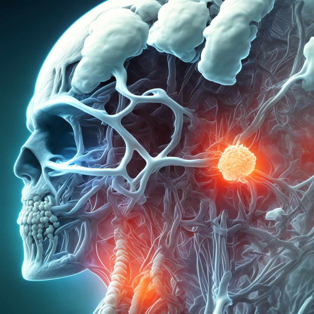 Cerebral infarction due to thrombosis of right vertebral artery digital illustration