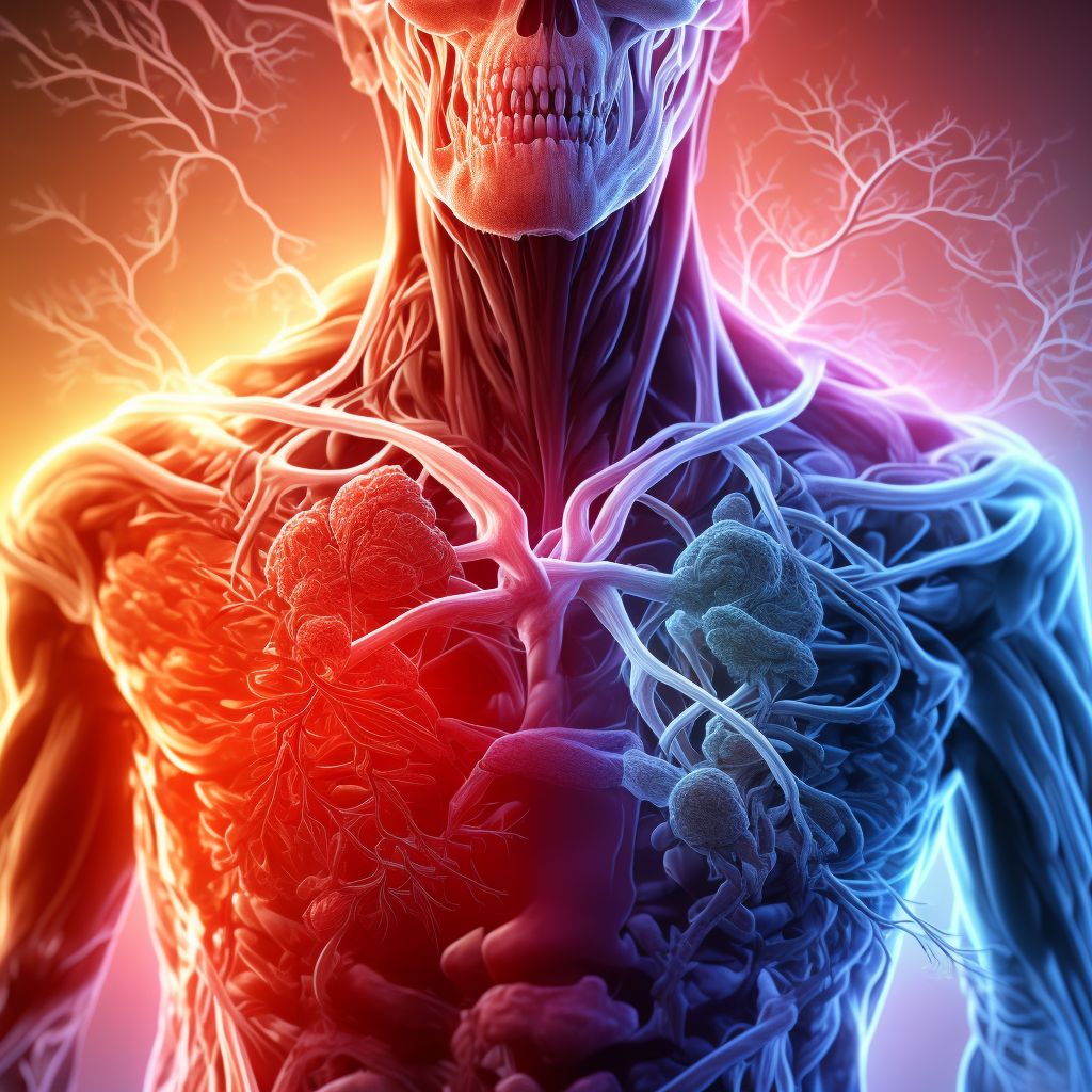 Cerebral infarction due to thrombosis of bilateral vertebral arteries digital illustration