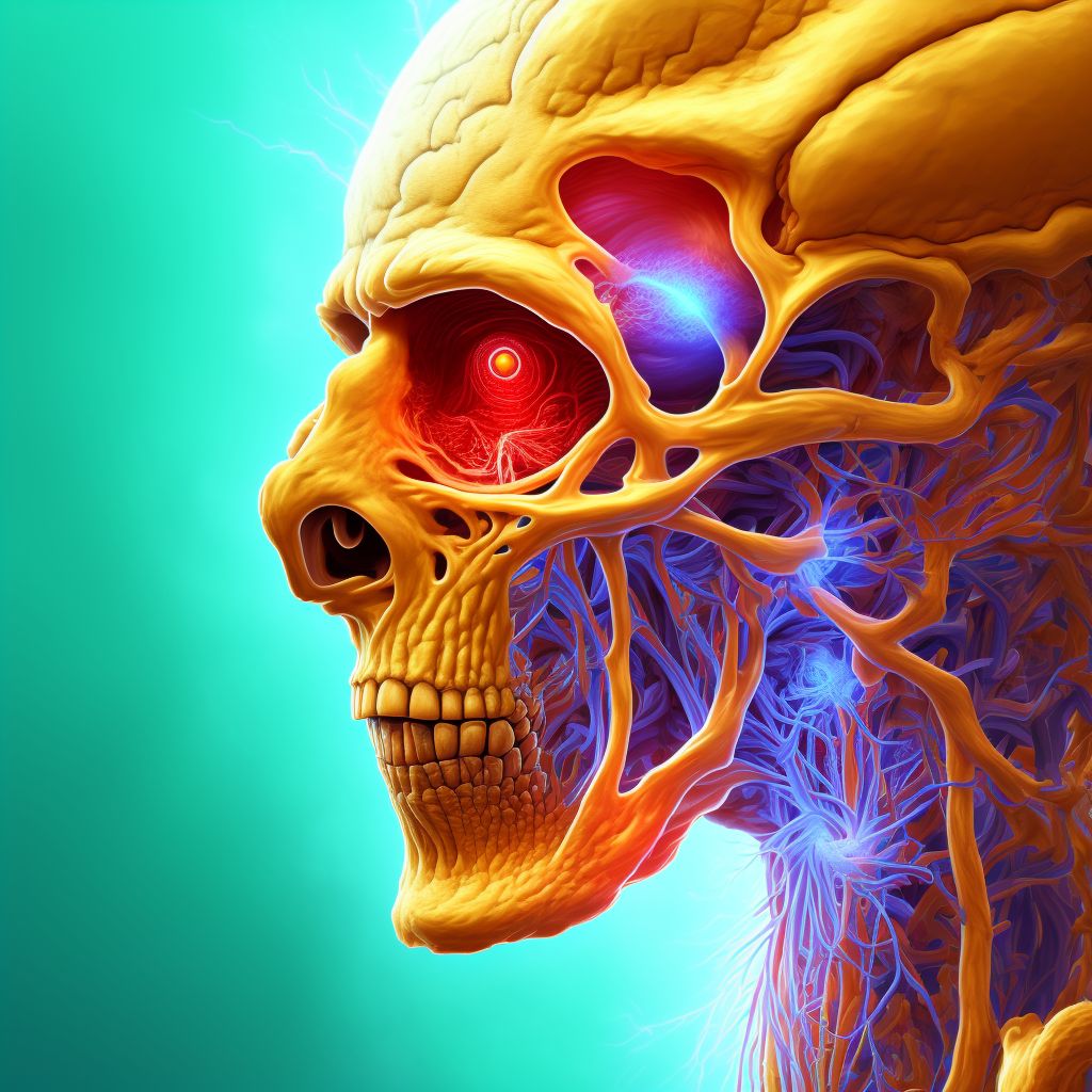 Cerebral infarction due to embolism of right vertebral artery digital illustration