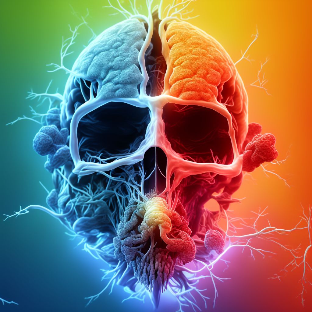 Cerebral infarction due to embolism of left vertebral artery digital illustration