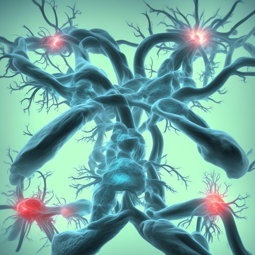 Cerebral infarction due to embolism of bilateral vertebral arteries digital illustration