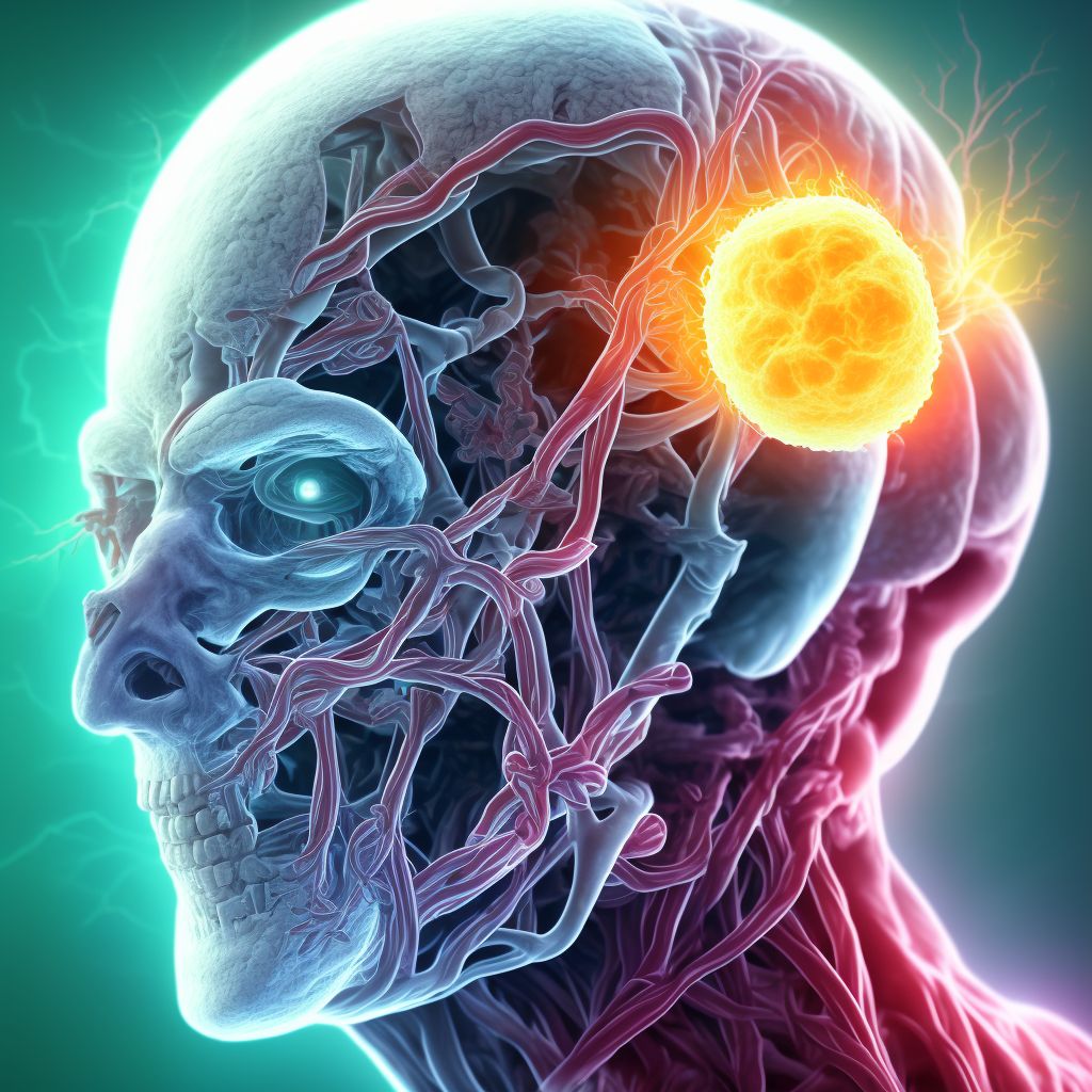 Cerebral infarction due to embolism of basilar artery digital illustration