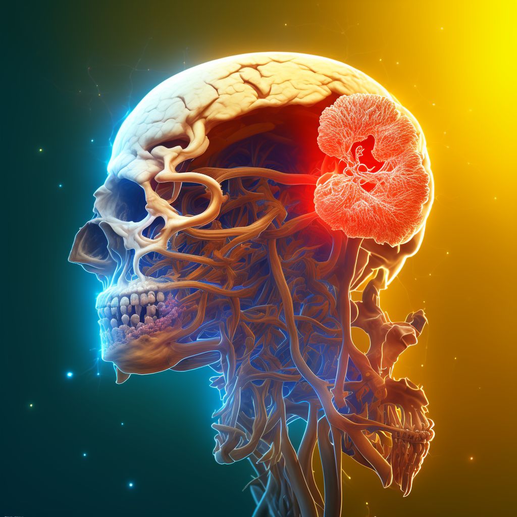 Cerebral infarction due to unspecified occlusion or stenosis of right carotid arteries digital illustration