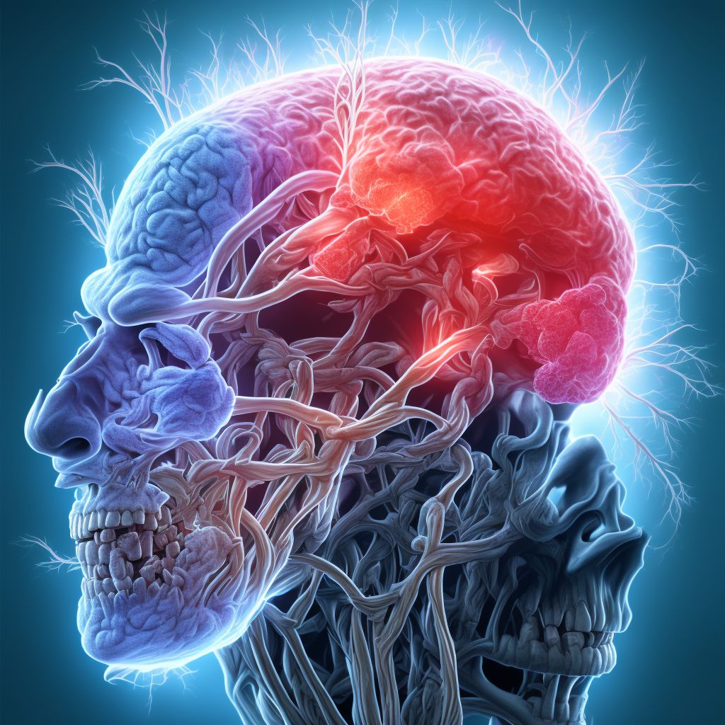 Cerebral infarction due to thrombosis of bilateral middle cerebral arteries digital illustration