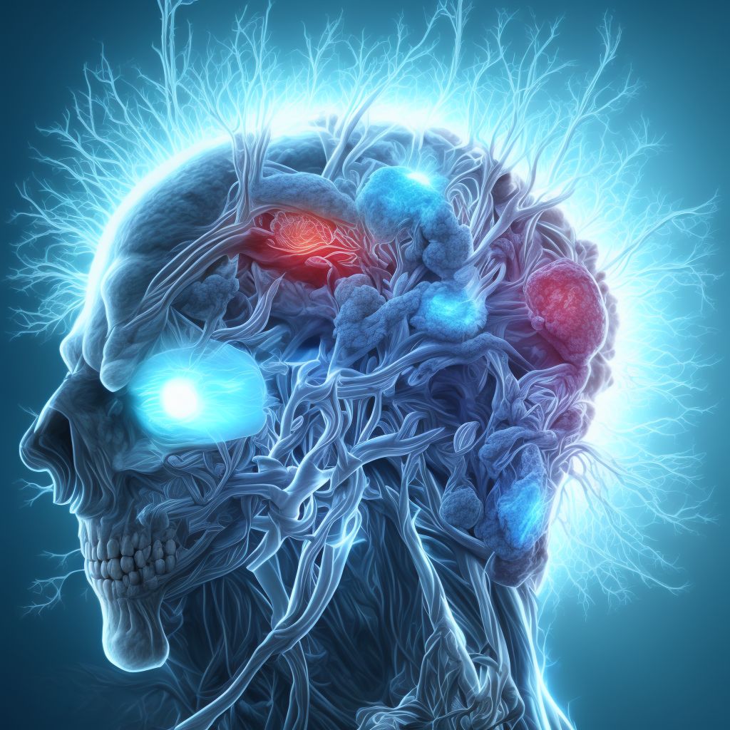 Cerebral infarction due to thrombosis of left posterior cerebral artery digital illustration