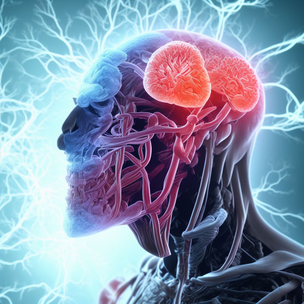 Cerebral infarction due to thrombosis of bilateral cerebellar arteries digital illustration