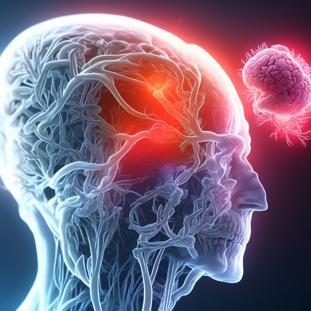 Cerebral infarction due to thrombosis of unspecified cerebellar artery digital illustration