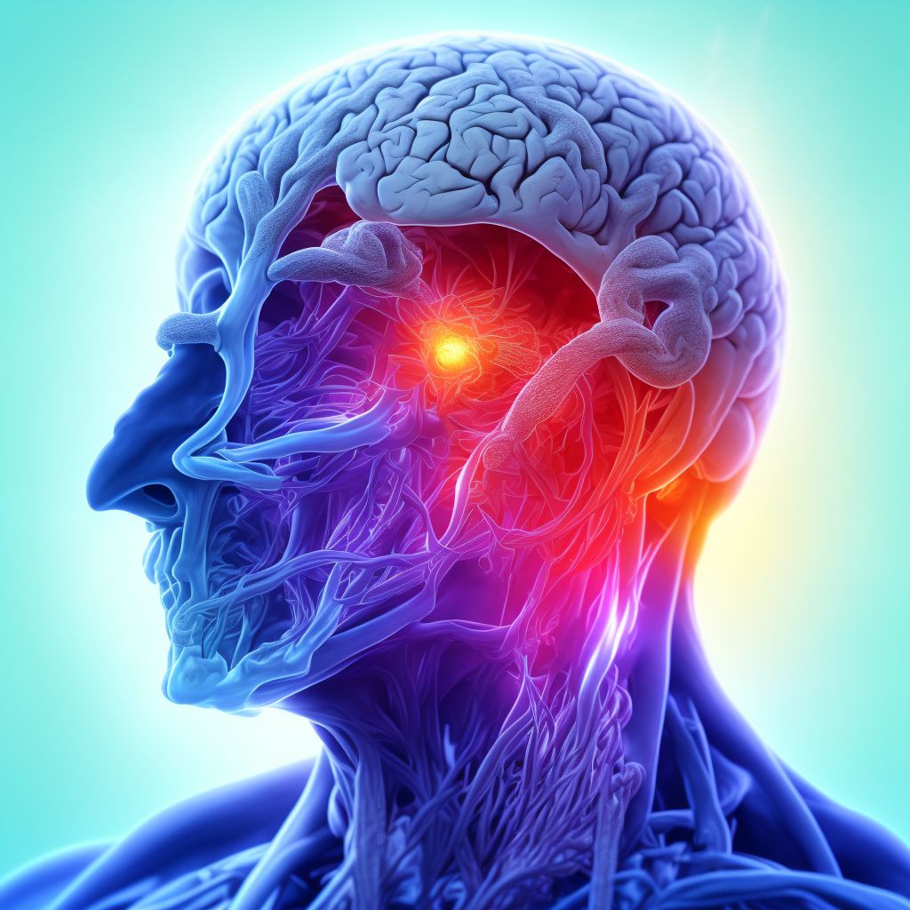 Cerebral infarction due to embolism of right middle cerebral artery digital illustration