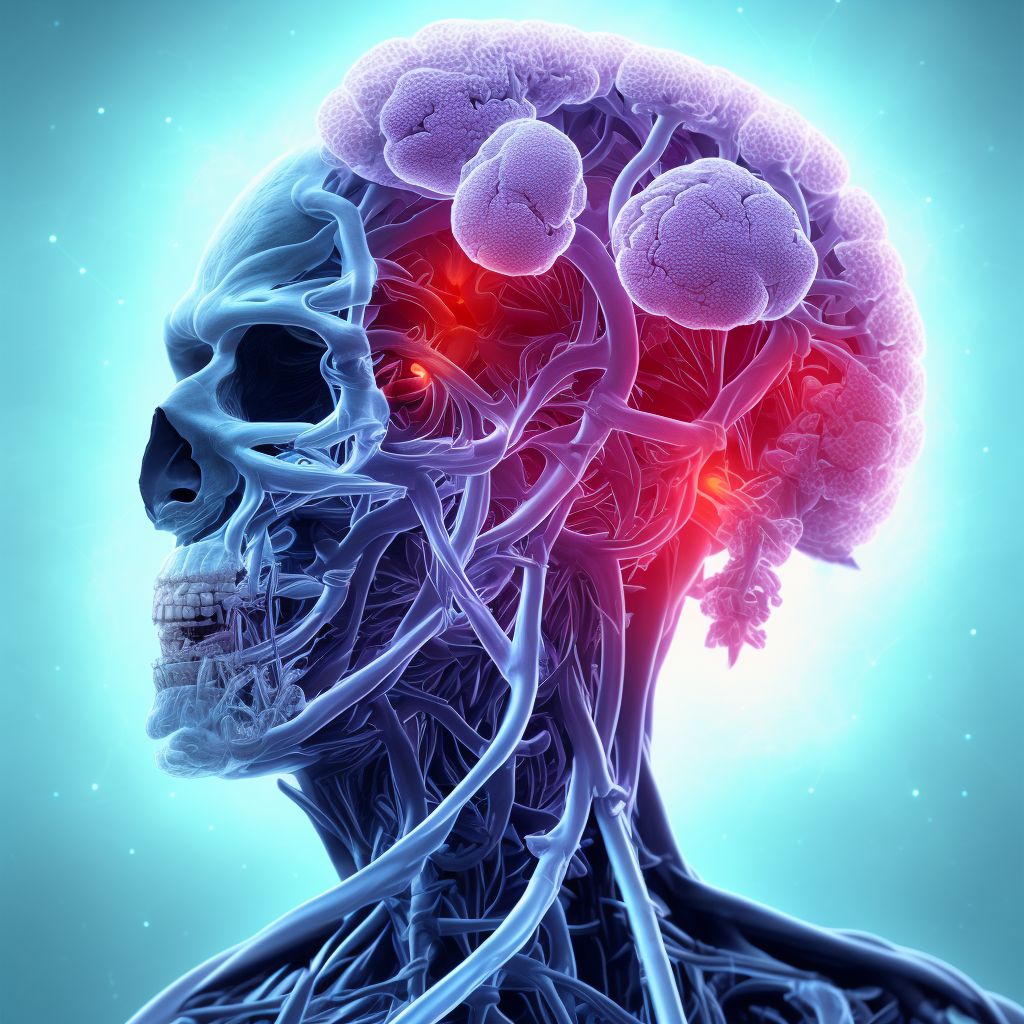 Cerebral infarction due to embolism of bilateral posterior cerebral arteries digital illustration