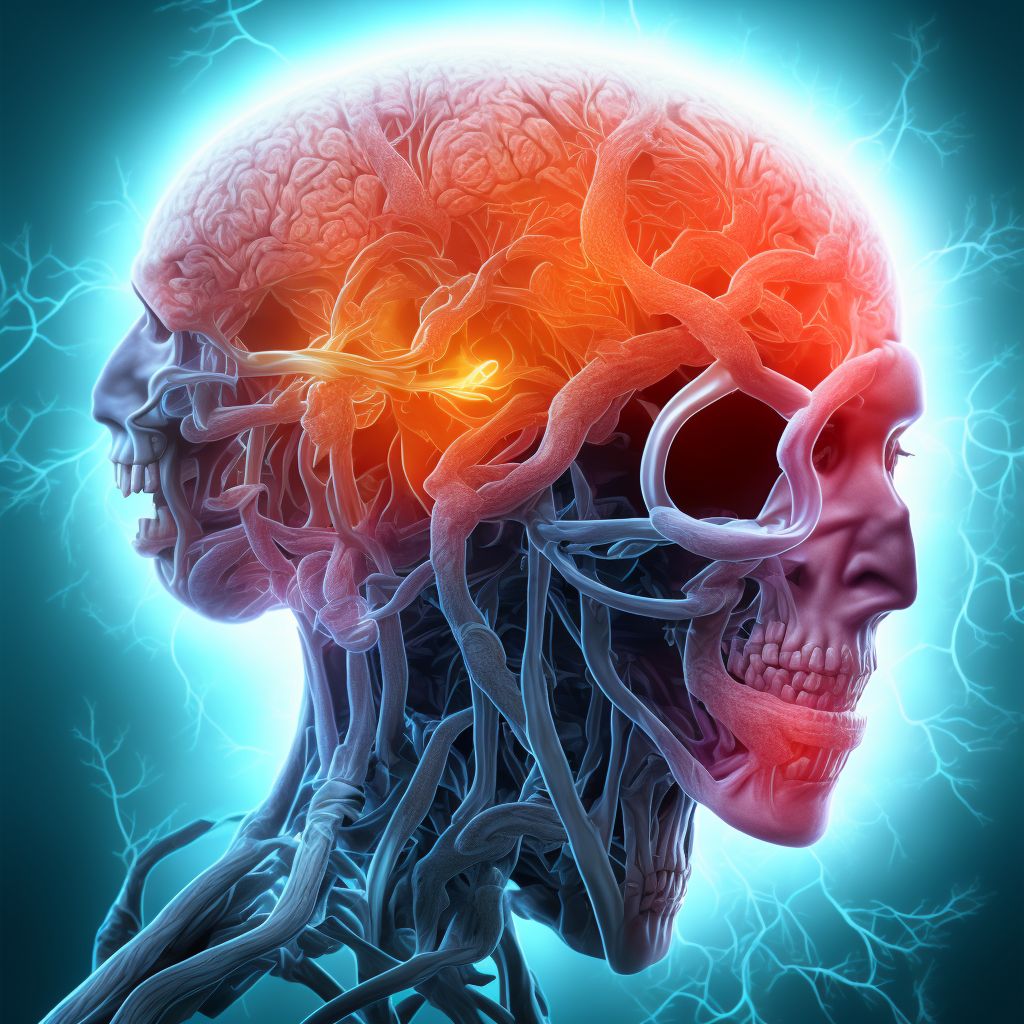 Cerebral infarction due to embolism of bilateral cerebellar arteries digital illustration